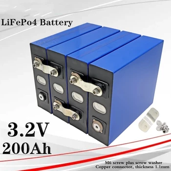 4PCS 3.2 V 200Ah Lifepo4 baterijos, 12v 24V ličio geležies fosfato baterijos, Saulės karavanas baterija, ES ir JAV pareiga-nemokamai
