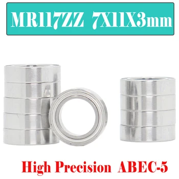 MR117zz Guolis 7*11*3 mm ( 10 VNT.), ABEC-5 Miniatiūriniai MR117 Z ZZ Didelio Tikslumo MR117Z Rutuliniai Guoliai