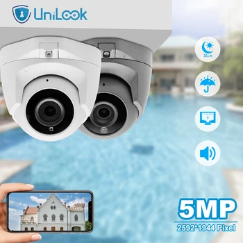 UniLook 5MP POE Mini Dome Kamera, Apsaugos Lauko Hikvision Protokolo CCTV Vaizdo Stebėjimo, IP Kameros IR 30M Garso Built-in Mic