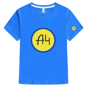 Vaikų Merch A4 T Marškinėliai 100% Medvilnė, Šeimos Vasaros Drabužių Berniukas Animaciją A4 Spausdinimo Mados T-shirt Mergina Atsitiktinis Tee Viršūnės