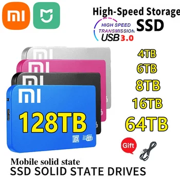 Xiaomi Mijia 128TB SSD Nešiojamų Išorinio Kietojo 64TB 16TB Kietąjį Diską USB3.0 Sąsaja HDD Mobile Kietasis Diskas Laptop/mac